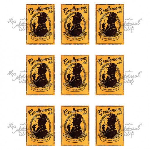 Printed Sugar Paste For Him Model 1, 9 Decorations Ø 8 cm, A4 - Confectioner Istet