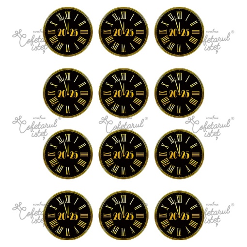 Printed Wafer Festive - New Year Model 3, 12 Decorations Ø 6 cm, A4 - Confectioner Istet
