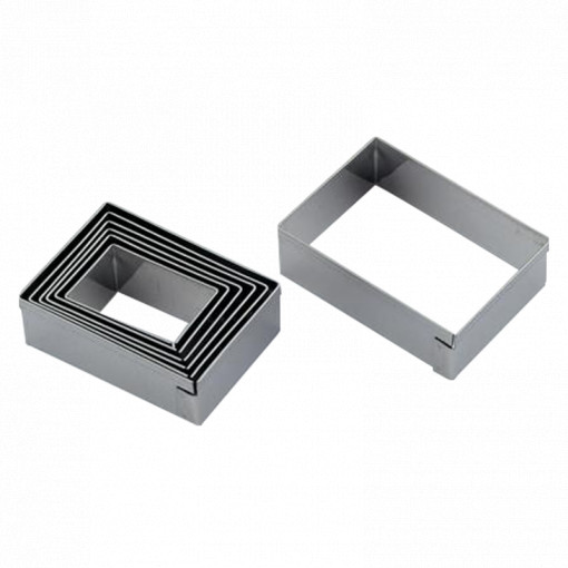 Rectangle - Stainless Steel Cutters Ø 3.7 - 6.5 x H 2 cm, Box 7 pcs