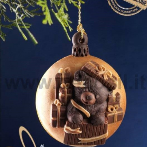 Silicon Christmas mould - 3D Globe with Teddy Bear, Ø 8 cm
