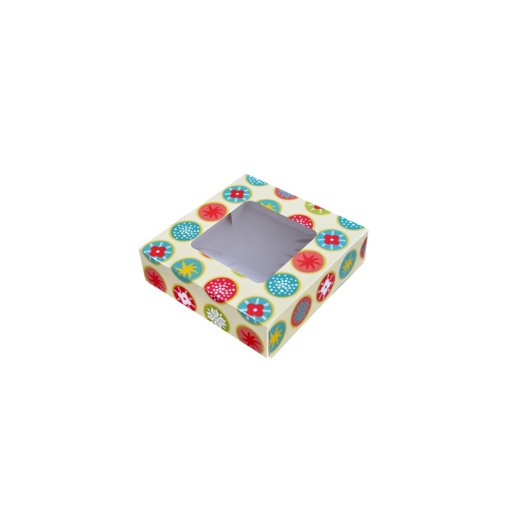 Square Box with Window, Desert, Cardboard Kaleidoscope Design 19 x 19 x H 5 cm