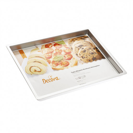 Tava Blat, Prajitura Dreptunghiulara Margini Drepte, 40 x 30 x H 2.5 cm, Aluminiu Anodizat
