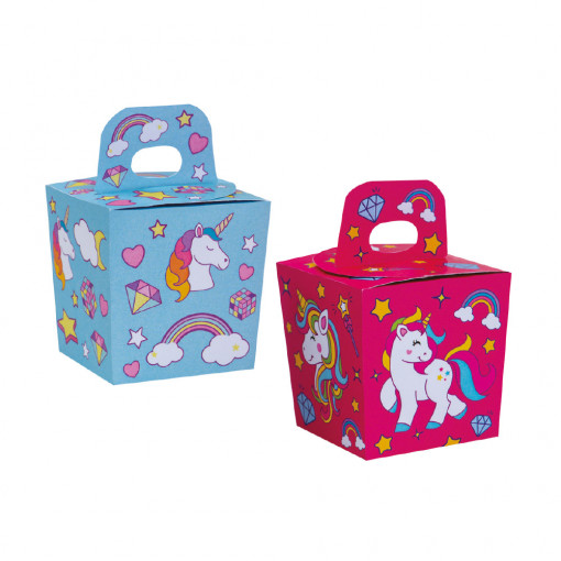 Unicorn Party Boxes, waterproof cardboard, 6 x 6 x H 10.5 cm, 6 pcs