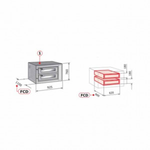 Модулна електрическа пещ за пица, FCD, 2 камери за печене, 620mmx900mmx180(h) mm - Img 2