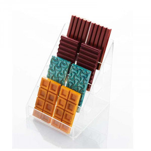 Прозрачна стойка от плексиглас 4 секции Стъпаловиден дисплей 18 x 22 x H 25,5 cm