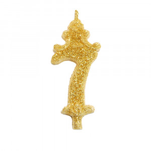 Свещ за торта H 8,5 cm, Фигура 7, Златна - Img 1