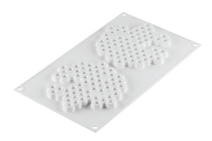 Силиконова форма за вграждане, пчелна пита Ø 14 x H 1 cm, 2 кухини (HONEY HONEY 80) - Img 2