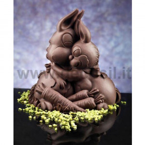 Силиконов калъп 3D Bell Shape - 3D Rabbits, Dulce Imbratisare, Ø 15,3 x H 16 cm - Img 3