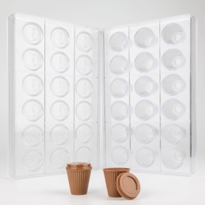 Формичка от поликарбонат 18 чашки за пралини + капак, Ø 3,5 x H 3,5 - 0,6 cm, 5-8 gr, комплект 2 бр. - Img 2