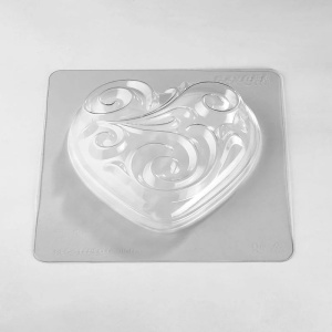 Barokk 3D szív, 15 x 15 x H 6,5 cm, Matrite műanyag szett 2 tárgy Csokoládé - Img 2
