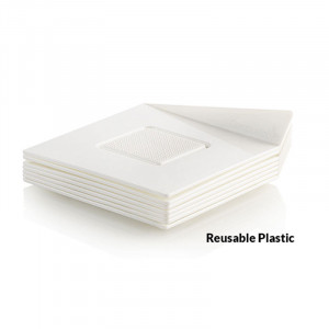 Baza Plastic Prezentare Monoportii, Model Patrat Alb, 8.3 x 8.3 cm, Set 100 Buc - Img 3