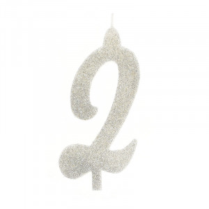 Cake Candle XL H 12 cm, Figure 2, Silver - Img 1