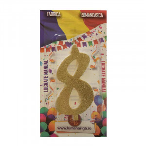 Cake Candle XL H 12 cm, Figure 8, Golden - Img 2