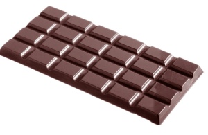 Chocolate bars 15.5 x 7.7 x H 1.9 cm, Polycarbonate mould, 3 cavities, 240 gr