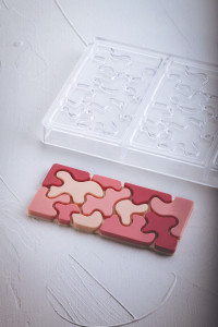 Csokoládétáblák 15,4 x 7,7 x H 0,8 cm - Polikarbonát forma Camouflage, 3 üreggel - Img 2