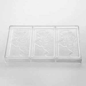Csokoládétáblák 15,4 x 7,7 x H 0,9 cm - Hóember polikarbonát forma, 3 üreg, 100 gr. - Img 2