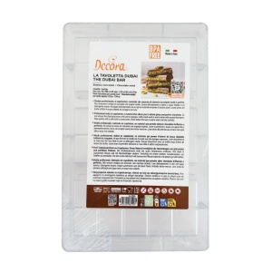 Csokoládétáblák 15 x 7 x H 2 cm - Dubai polikarbonát forma, 3 üreg, 225 g