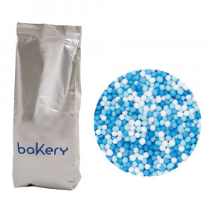 Cukor gyöngyök Colourmix - Fehér, kék, kék Ø 1,5 mm, 1 kg - Img 1