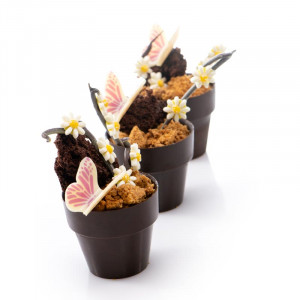 Dark Chocolate Baskets Large Pot Flower Pot Double Flowers, Ø 6.2 x H 5.5 cm, 840 gr, 28 pcs - Img 5