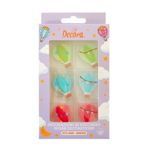 Decor Sugar - Hot Air Balloons Ø 4 cm, 3 models, 6 pcs
