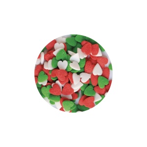 Decor Zahar Inimioare Alb, Rosu, Verde, 70 gr