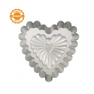 Decorated Heart Tray Ø 24 x H 5 cm, Non-stick steel - Img 2