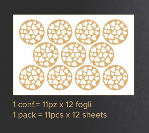 Edible Golden Decorations for Food Decoration, 1 Mould, Ø 3-4 cm, Heart Model, 132 pcs - Img 2