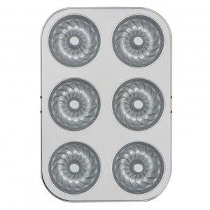 Gugelhupf Tray - 6 Cavitati Ø 7.5 x H 3.2 cm, Non-stick Metal - Img 1
