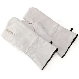 Leather Oven Gloves, 3 Fingers, Temp. Max. 250°C, L 34 x 15 cm - Img 1