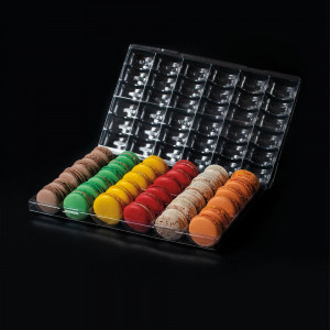 Macaroons / Cookies tray, 36 cavities Material Plastic Transparent 29.5 x 19. 5 x H 2.5 cm - Img 1