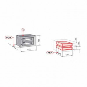 Modular Electric Pizza Oven, FCR, 2 baking chambers, 620mmx650mmx180(h) mm - Img 2