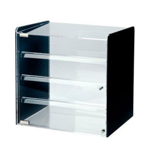 Neutra Bench Showcase with 4 Display Shelves, Plexiglas Transparent/Black, 42 x 31 x H 42.5 cm