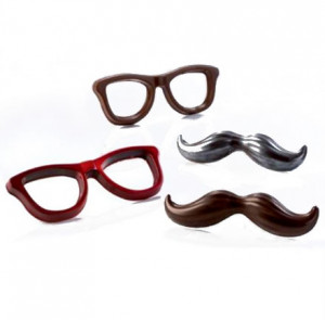 Ochelari si Mustata 3D - Kit Matrite Plastic 8 Subiecte Ciocolata