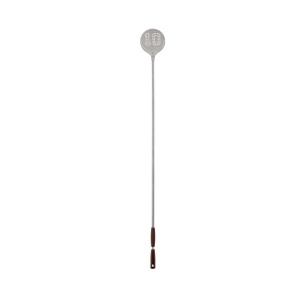 Paleta Rotire Pizza in Cuptor, Model 10 Profesional Rotund Perforat, Inox Ø 21 cm, Maner 150 cm Maro