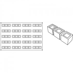 Pavoflex mould 60x40cm Triptic 12x3.2xh3.2cm, 20 cavities, 115 ml - Img 2