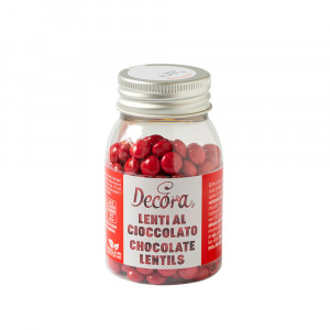 Piros csokoládé lapított gyöngyök Ø 10 mm, 80 gr
