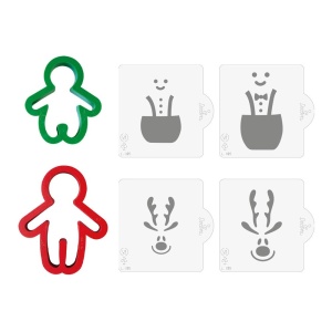 Plastic Christmas Cutters - Gingerbread 6 - 11 x 8 x H 2.2 cm, 2 pcs + 4 Cutting Sands - Img 2
