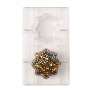 Polikarbonát forma Csokoládé Csokoládé Cosulet Nagy virág Ø 7.5 x H 2.5 cm, 5 üreg, 20x12xH2cm, 5 üreg, 20x12xH2cm