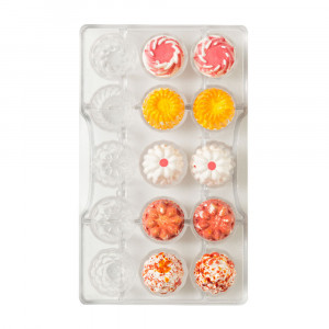 Polycarbonate Chocolate Summer Chocolate mould Ø 3 x H 2 cm, 15 Cavities, 20x12xH2cm - Img 1