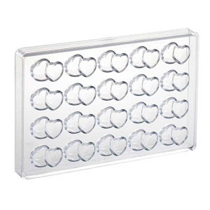 Polycarbonate mould 20 Praline Double Hearts, 4.3 x 2.6 x H 1.6 cm, 11 gr - Img 2