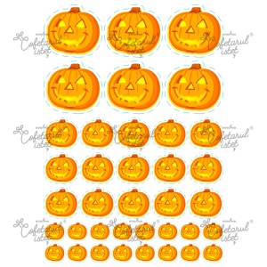 Printed Sugar Paste Halloween Model 3, Pumpkin 37 Decorations Ø 2 - 6 cm, A4 - Confectioner Istet