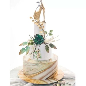 Printed Sugar Paste, Wedding Marble Golden Marble Pattern 60x41 cm, Set of 4 Pieces - Img 2