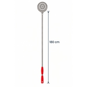 Professional Oven Pizza Turner, Round Perforated Stainless Steel, Ø 18 cm, 180 cm Red Handle