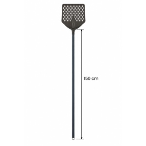 Professional Pizza Shovel Slate Square Perforated Square, Hard anodised aluminium, 36×36 cm, Handle 150 cm