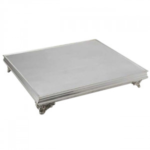 Rectangular silver-plated brass cake stand, 60 x 50 x H 12 cm, Cardinal style - Img 1