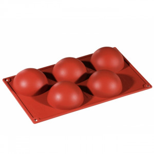 Semi-spherical silicon mould Ø8xh4cm, 5 cavities