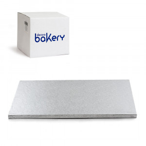 Set of 10 Rectangular Silver Rectangular Cake Plates, 60 x 40 x H 1.2 cm - Img 1