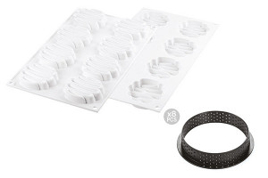Set Tarte Ø8cm Honore, 8 Rame Microforate + Forma Silicon 8 cavitati - Img 3