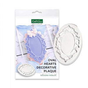 Silicone Mould Oval Frame with Hearts, 10.7 x 6.6 cm - Img 1