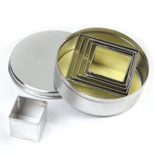Square - Stainless Steel Cutters 3 - 6.5 x H 3 cm, Box 6 pcs